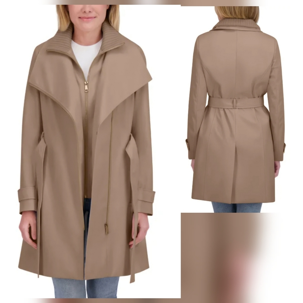 NWOT Halston Tan Women's Belted Trench Coat Size S